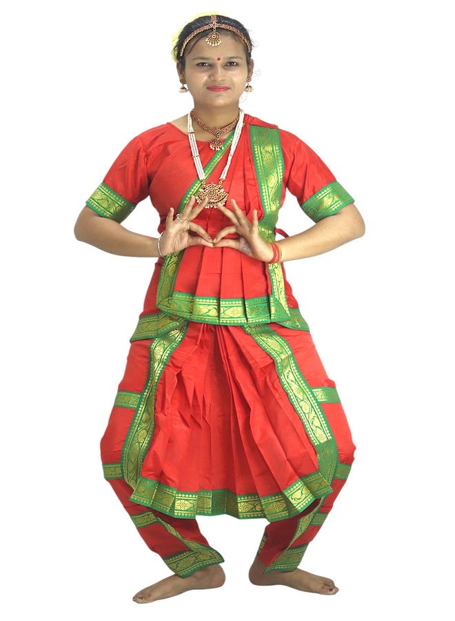 TWINKLE TOTS Bharatnatyam Red dress for girls Classical Dance Bharatnatyam costume for girls fancy dress School Functions and Events - Image 2